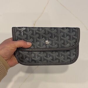 Grey and White Monogram Pouch